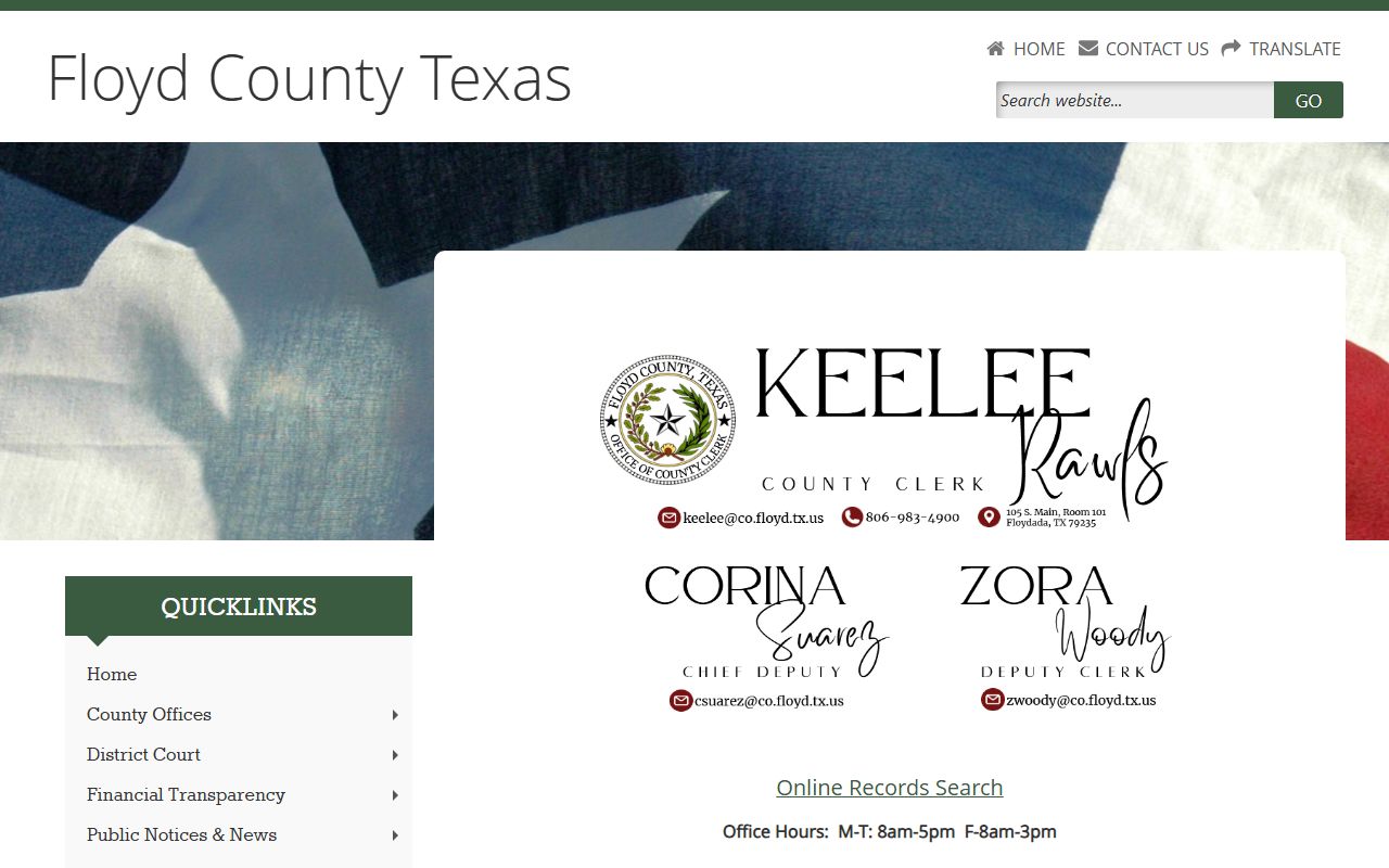 Floyd County inmate records county clerk online records page