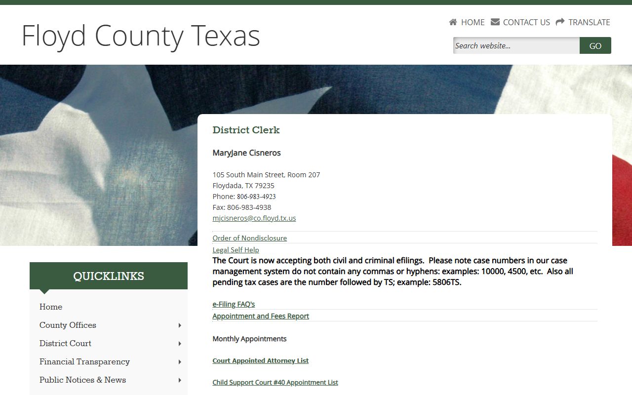 Floyd County jail mugshots district clerk court records contact